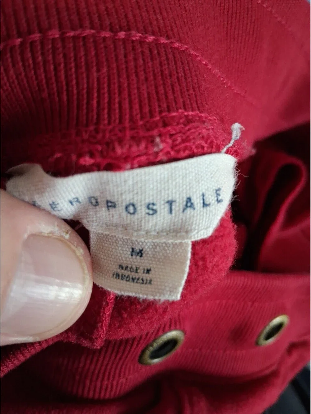 Aeropostale Red Aero NY Missing Drawstring Sweat Shorts Size Medium  E2